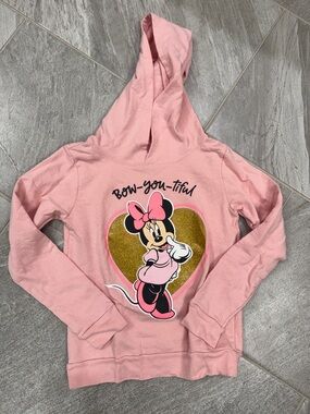 Disney Minnie Mouse Pink Hoodie with Gold Glitter Heart